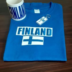 Finland flag Shirt, Mug, Keychain set