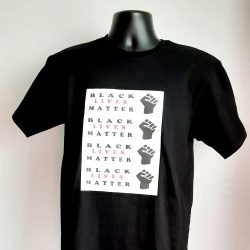 BLM T-Shirt with Black and Red Text with 4 Hands