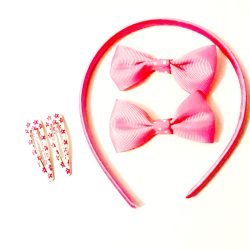 5 Pcs Boutique Hair Bow, Satin Headband, Hair Clips Set